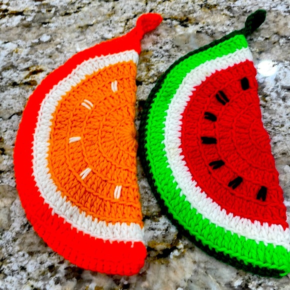 Other - Vintage Large Hand Crocheted Fruit Potholders never used